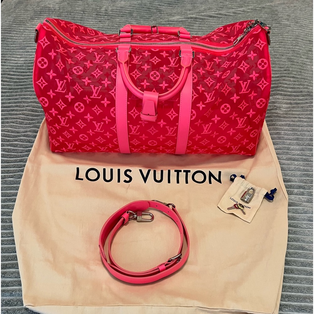 Louis Vuitton SS20 Lace Mesh See Through Pink Keepall 50 New/Excellent Condition